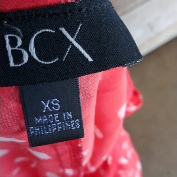 Orangie red white polka dot blouse open shoulder hangs with elastic waist - Picture 4 of 4